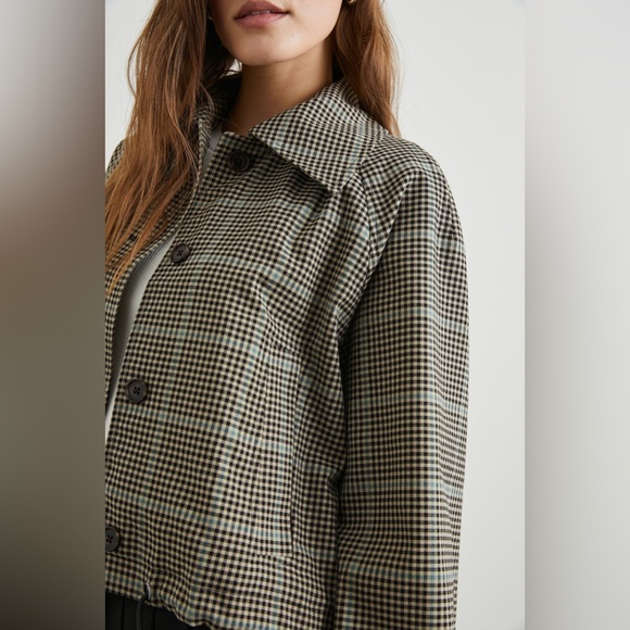 Rails North Jacket Size XXS Teal Multi Check Cropped Twill Button Up Pockets Tan - Picture 6 of 17